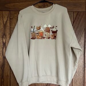Cream Graphic Coffee Sweatshirt